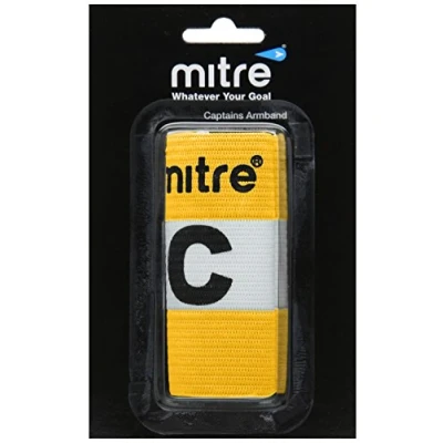 Image of Mitre Men&#039;s Captain Arm Band, Yellow (Yellow/White), Large