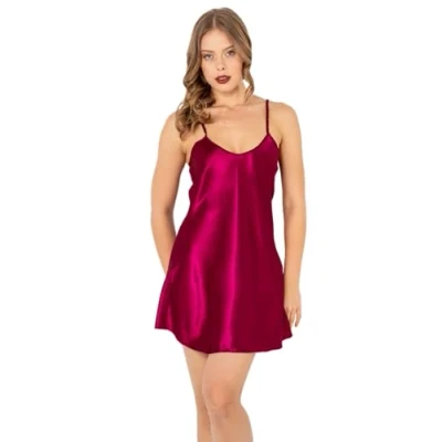 Image of miorre Women&#039;s Satin Nightie (Burgundy, XL XXL)
