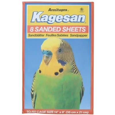 Image of AB Tools 8 Sanded Sheets Sandpaper Cage Lining Budgies Caged Birds 21x35cm
