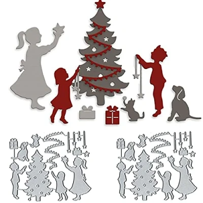 Image of Christmas Tree Sets Embossing Metal Cutting Die Cuts, Merry Stencils DIY Crafts Cards Dies Cuts for Card Making Photo Decorative Paper Scrapbooking