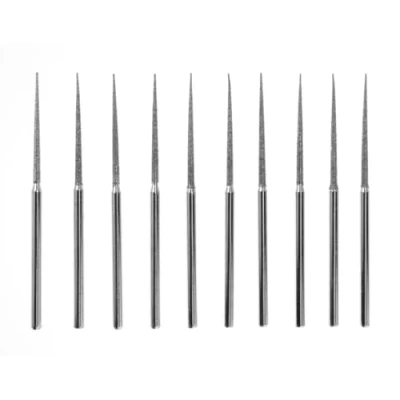 Image of SE 10 Piece Diamond Coated Tapered Bead Reamer Set 2 ¾ Inch Length, ⅛ Shank, Compatible with Rotary Tools Ideal for Jewelry Making, Crafts, and More DF83611