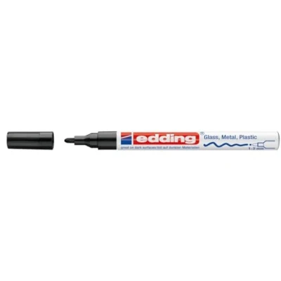 Image of edding 751 gloss paint marker black 10 markers round tip 1 2 mm pen for glass, pebbles, wood, plastic, paper waterproof, high coverage