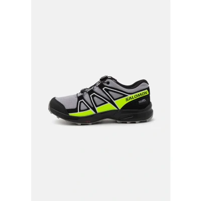 Image of Salomon Speedcross WP Unisex Hiking shoes for kids, Size: 4, Alloy/black/green gecko Synthetics/textile