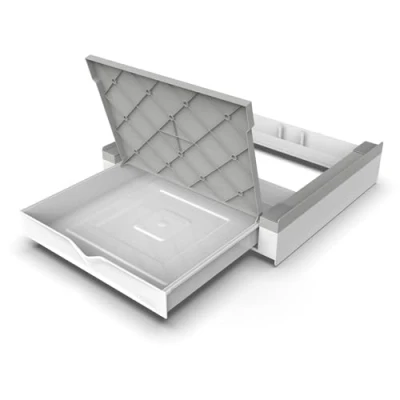 Image of Meliconi, Torre Duo, Washer Dryer Stacking Kit 2 in 1, Universal, Safe, Resistant, Pre assembled, Space saving, with Support Shelf and Storage Compartment, Made Italy