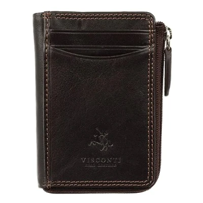 Image of Visconti Heritage Collection Shard Leather Card and Coin Holder RFID HT4 Chocolate
