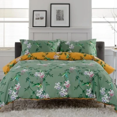 Image of Deyongs Bird Garden Single Duvet Set Sage and Gold