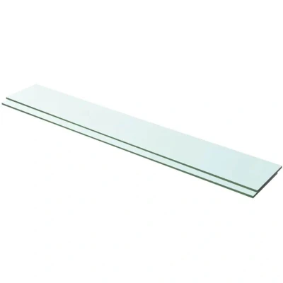 Image of vidaXL 2 pcs Panel Glass Shelves, Clear Tempered Glass, 100x15 cm, Versatile Usage in Living Room, Bedroom, Bathroom, or Office, Easy to Clean