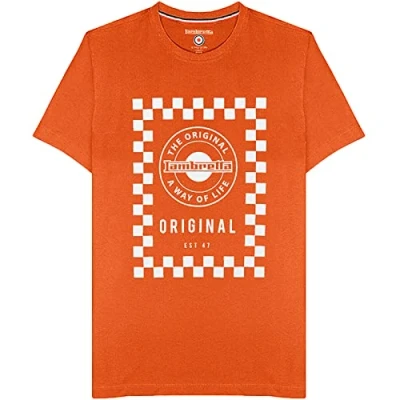 Image of Lambretta Mens Checker Board T Shirt Burn Orange M