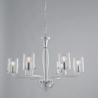 Image of AURORA 6 Light Chandeliers with Shades Transparent 68x48cm