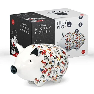 Image of Tilly Pig Disney Ceramic Piggy Bank Kids Boys Girls Adult Mickey Mouse Money Box