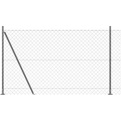 Image of vidaXL Chain Link Fence with 7 Flanged Posts 1.5x10 m Galvanised Steel