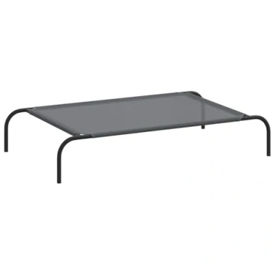 Image of vidaXL Raised Dog Bed Grey 110 x 65 20 cm Textilene and Steel, Bed, Outdoor Cooling