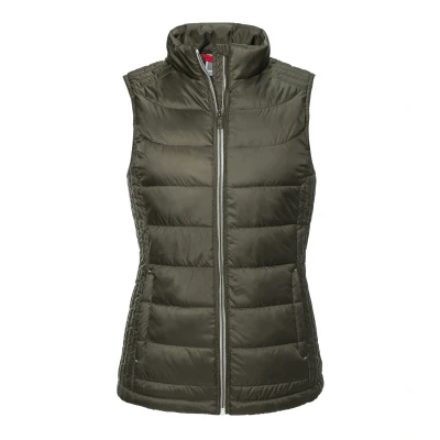 Image of Russell Athletic Womens/Ladies Nano Padded Body Warmer (Dark Olive) Size 16 UK