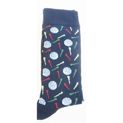 Image of Tie Studio Pair of Gift Socks in Navy Blue with a Golf Ball &amp; Tee Motif Size (6 11)