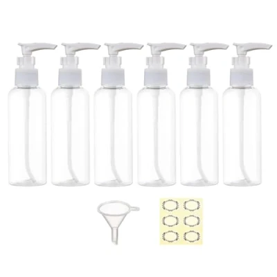 Image of Apstaqeoo 6Pcs 100ML Empty Travel Bottles Plastic Pump Bottle Lotion Dispenser Set Refillable Makeup Cosmetic Container TSA Approved for Toiletries Shampoo Massage Cleansing Oil (Transparent)