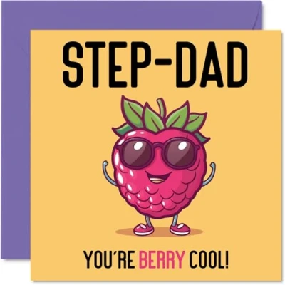 Image of Birthday Cards for Step Dad Berry Cool Funny Happy Card from Son Daughter, Father’s Day Father, 145mm x Joke Greeting Men Him
