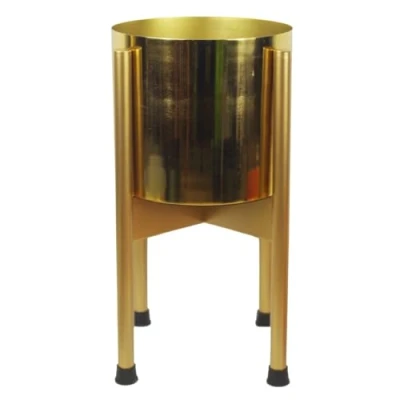 Image of Leaf Metal Planter, Gold, 38.5cm