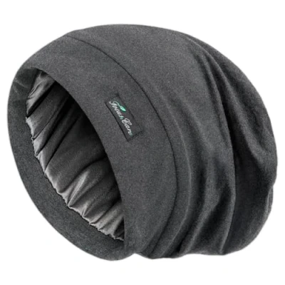 Image of Sleeping Cap for Large Head Night Cool Headcover Outer Slouchy Beanie Grey Black