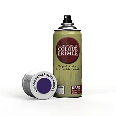Image of The Army Painter Colour Primer Alien Purple, 400 mL Acrylic Spray Primer, Paint Basecoat for Miniature Priming, Tabletop Roleplaying, Boardgames, and Wargames Modelling