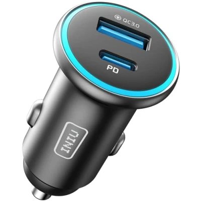 Image of INIU Car Charger, USB C Charger Total 66W [USB 33W+USB A 30W] PD3.0 5A Fast Charge Cigarette Lighter Metal Adapter for iPhone 16 15 14 13 12 Pro Max Samsung etc