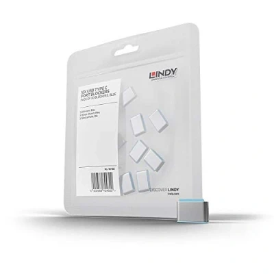Image of LINDY USB Type C Port Blockers (Without Key) Pack of 10, Blue