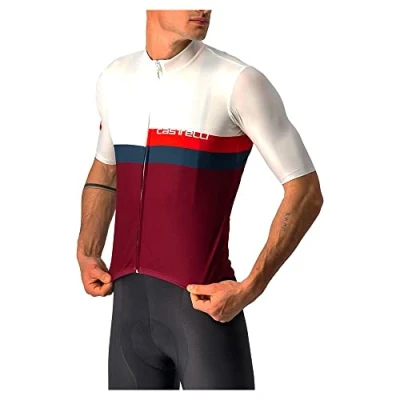 Image of CASTELLI 4522017 065 A BLOCCO JERSEY Sweatshirt Men&#039;s Ivory/Red Blue Bordeaux S