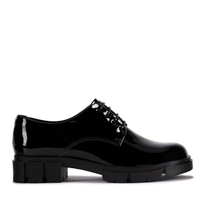Image of Clarks Teala Lace Leather Shoes in Black Patent Standard Fit Size 6