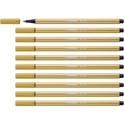 Image of Premium Fibre Tip Pen STABILO 68 Pack of 10 Khaki