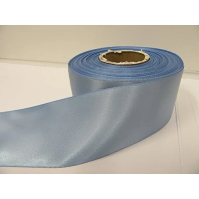 Image of 2 metres of 50mm Satin Ribbon Light Powder Blue Double Sided 50 mm 5cm 2&quot; Inch