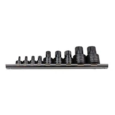 Image of US PRO INDUSTRIAL 9pc 1/4&quot; 3/8&quot; 1/2&quot; dr Stubby Impact Triple Square Spline Bit Sockets M4 MT18 3422
