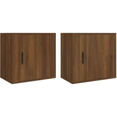 Image of vidaXL Wall mounted Bedside Cabinets 2 pcs Brown Oak 50x30x47 cm