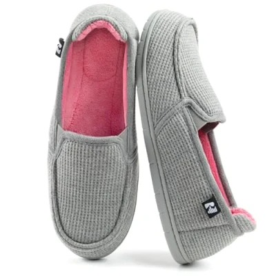 Image of RockDove Women&#039;s Two Tone Hoodback Slipper with Removable Insole, Size 6 UK Women, Gray and Pink