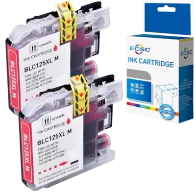 Image of ECSC Compatible Ink Cartridge Replacement for Brother DCP J4110DW MFC J4410DW J4510DW J4610DW J4710DW J6520DW J6720DW J6920DW LC 125 (Magenta, 2 Pack)