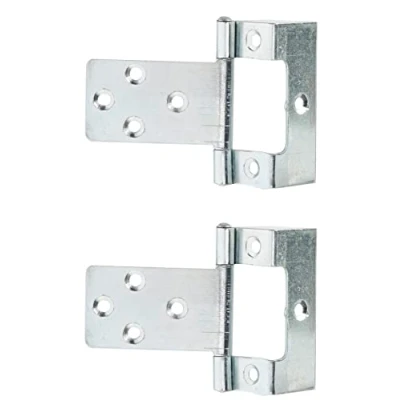 Image of Merriway® BH01811 (2 Pcs) Non Mortise Cranked Partial Wrap Cupboard Cabinet Door Flush Hinge, 50mm inch) with 5/8 inch Crank Bright Zinc Plated Pack of 2 Pieces