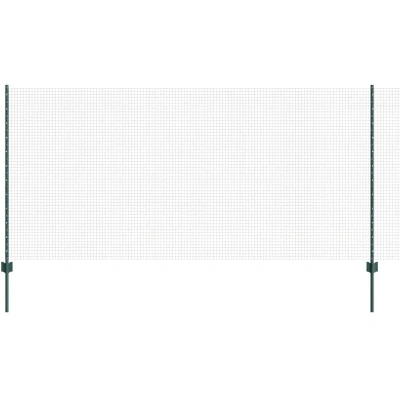 Image of vidaXL Welded Wire Fence with 11 U Posts Green 1.2x25 m Steel