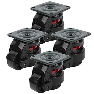 Image of Gd 60f 4 Horizontally Adjustable Castors, Black Gross Load 500kg /1102.3lb Wheel Diameter 50mm for Heavy Duty Workstations Vending Machines Large Machine Movements