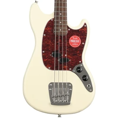Image of Squier by Fender Classic Vibe &#039;60s Mustang Bass Guitar, Laurel Fingerboard, Olympic White