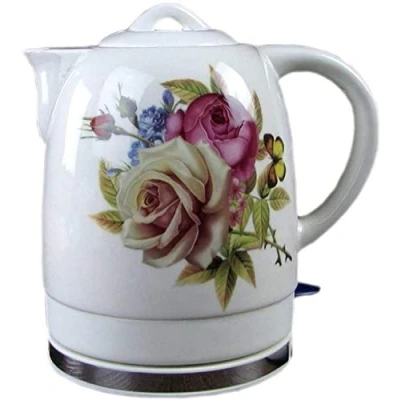 Image of MDRBB Kettles, Ceramic Electric Kettle Cordless Water Teapot, Teapot Retro 1.8L Jug, 1200W Fast for Tea, Coffee, Soup, Oatmeal Removable Base, Automatic Power Off,Boil Dry Protection