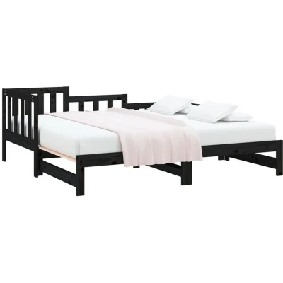 Image of vidaXL Pull out Day Bed without Mattress Black 2x(90x200) cm