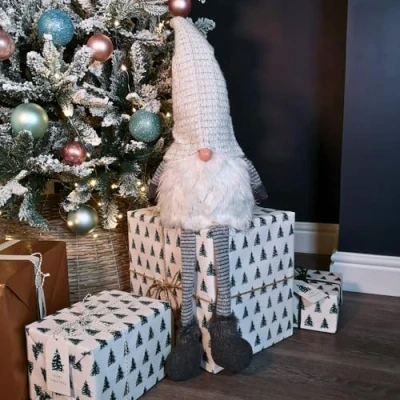 Image of Samuel ALEXANDER 79cm Battery Operated Christmas Gonk with Dangly Legs Decoration in Light Grey