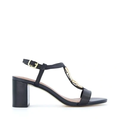 Image of Dune London Womens Ladies JUST Chain Detail Sandals Black Leather (archived) Size UK 8
