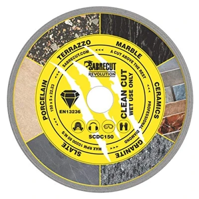 Image of 1 x SabreCut SCDC150 150mm (6&quot;) 5mm 22.23mm Bore Continuous Rim Diamond Angle Grinder Circular Saw Blade Compatible with Bosch Dewalt Makita Milwaukee and Many Others