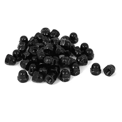 Image of Sourcingmap Hex Cap Nuts 50Pcs M6 Dome Carbide Steel Hexagon Decorative Nut for Screws Bolts Black
