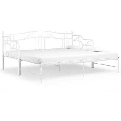 Image of Pull out Sofa Bed Frame White Metal 90x200 cm