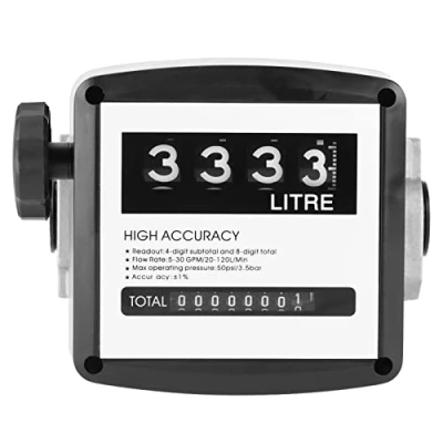 Image of Mechanical Fuel Meter, 1% High Accuracy 1 Inch 4 Digital Diesel Gas Oil Flow Meter Counter Gauge