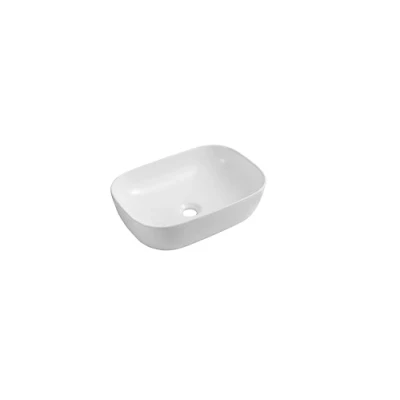 Image of iBathUK Bonn Curved Countertop Basin, Compact Wash Basin Bathroom Sink, Ceramic Vessel Bowl Vanity Sink 465x320x135mm, White