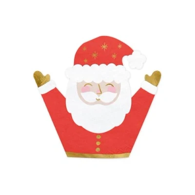 Image of PartyDeco 20 Santa Claus Christmas Napkins, Novelty Festive Father Party Tableware, Paper Decoration