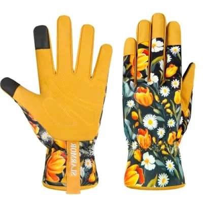Image of SLARMOR Gardening Gloves for Women,Ladies with Touchscreen Finger,Gardening Gauntlets Women,Microfiber Leather Women Yard, Garden, Cleaning, Camping, Landscaping
