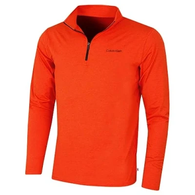 Image of Calvin Klein Mens Newport Half Zip Sweater Spicy Orange Marl M