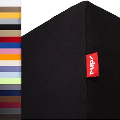 Image of r up Best Fitted Sheet 200 x 220 240 to 35 cm High Many Colours 95% Cotton / 5% Elastane 230 g/m² Oeko Tex Stress Also for Waterbeds (Black)